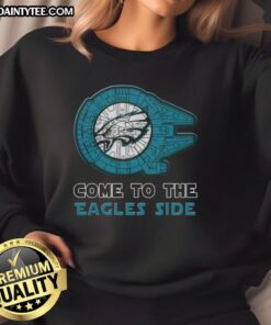 Premium Star Wars Philadelphia Eagles side sweatshirt featuring iconic designs and team colors for fans.