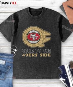 Premium Star Wars San Francisco 49ers side-washed t-shirt featuring a unique design, perfect for fans and collectors.