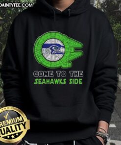 Alt Text: Premium Star Wars Come to the Seattle Seahawks Side Hoodie featuring iconic designs and vibrant team colors.