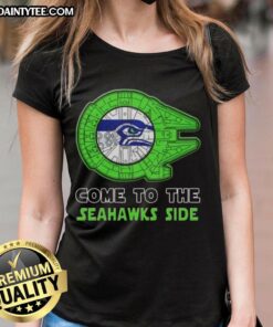 Premium Star Wars Seattle Seahawks Side Ladies Tee featuring stylish design and vibrant team colors for fans.