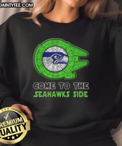 Premium Star Wars Seattle Seahawks side sweatshirt featuring iconic designs, perfect for fans and stylish comfort.