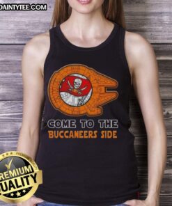 Alt Text: Premium Star Wars Tampa Bay Buccaneers side tank top featuring iconic designs and vibrant colors for fans.