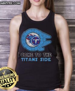 Premium Star Wars Come to the Tennessee Titans side tank top featuring vibrant graphics and team colors.