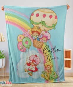 Premium Strawberry Shortcake Cartoon With Friends Blanket Customize Blanket