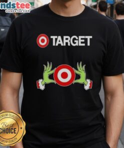 Premium Target X Grinch Hands Merry Christmas T-Shirt featuring festive design and vibrant colors for holiday cheer.