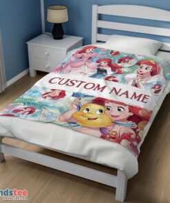 Premium The Little Mermaid Blanket Ariel Princess Fleece Family Princess Customized Blanket - Image 3