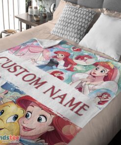 Premium The Little Mermaid Blanket Ariel Princess Fleece Family Princess Customized Blanket - Image 4