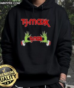 Premium TJ Maxx X Grinch hands Merry Christmas hoodie, featuring festive design and cozy fit for holiday celebrations.