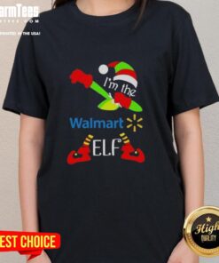 Premium Walmart I'm the Elf Dabbing Merry Christmas Ladies Tee, festive design for holiday celebrations and Christmas cheer.