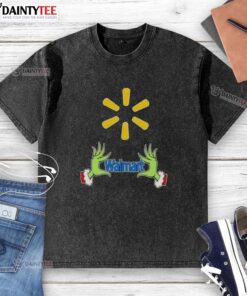 Premium Walmart X Grinch Hands Merry Christmas T-Shirt, featuring a festive design perfect for holiday celebrations.