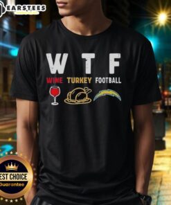 Premium Wine Turkey Los Angeles Chargers Football Thanksgiving T-Shirt featuring festive design for fans.