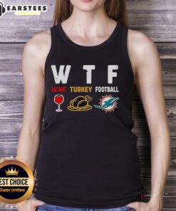 Premium wine-themed tank top featuring Miami Dolphins logo, perfect for Thanksgiving and football fans.