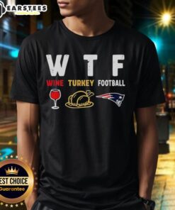 Premium Wine Turkey New England Patriots Football Thanksgiving T-Shirt featuring festive design for football fans.