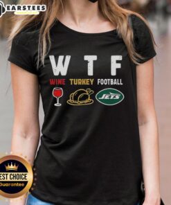 Premium wine-themed Thanksgiving tee for New York Jets fans, featuring a stylish design perfect for ladies.