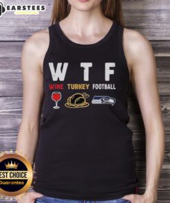 Premium wine-themed tank top featuring Seattle Seahawks logo, perfect for Thanksgiving football celebrations.