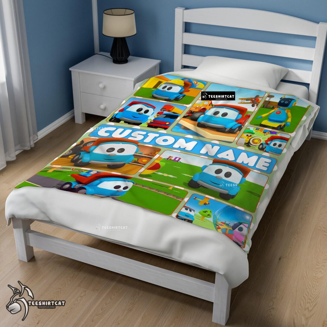 Pretty Cartoon Leo The Truck With Friends Blanket Fleece Throw Customized Blanket-mk-02