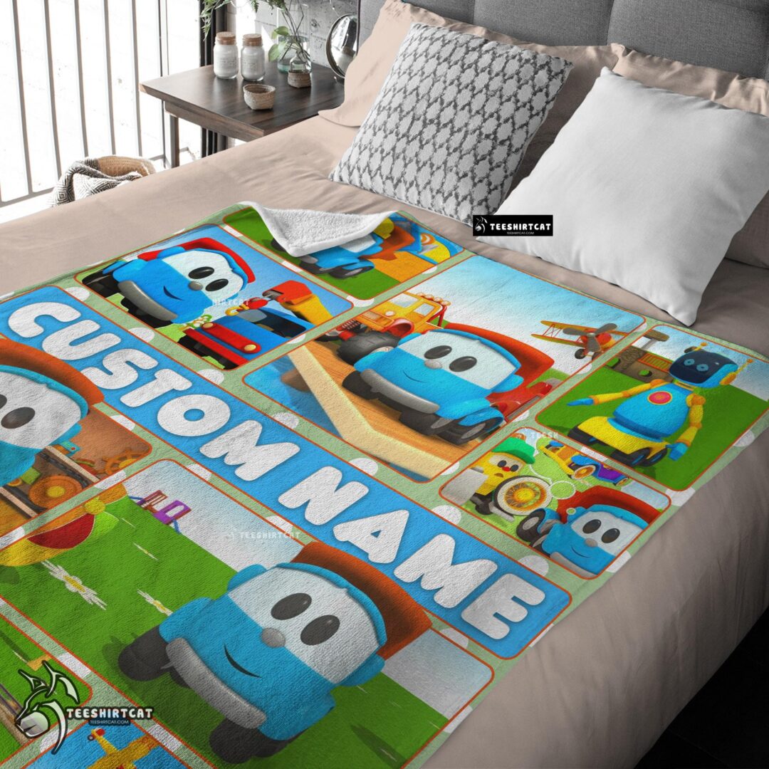 Pretty Cartoon Leo The Truck With Friends Blanket Fleece Throw Customized Blanket-mk-03