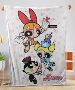 Pretty Cartoon Network The Powerpuff Girls Nurse Blanket Fleece Customized Blanket
