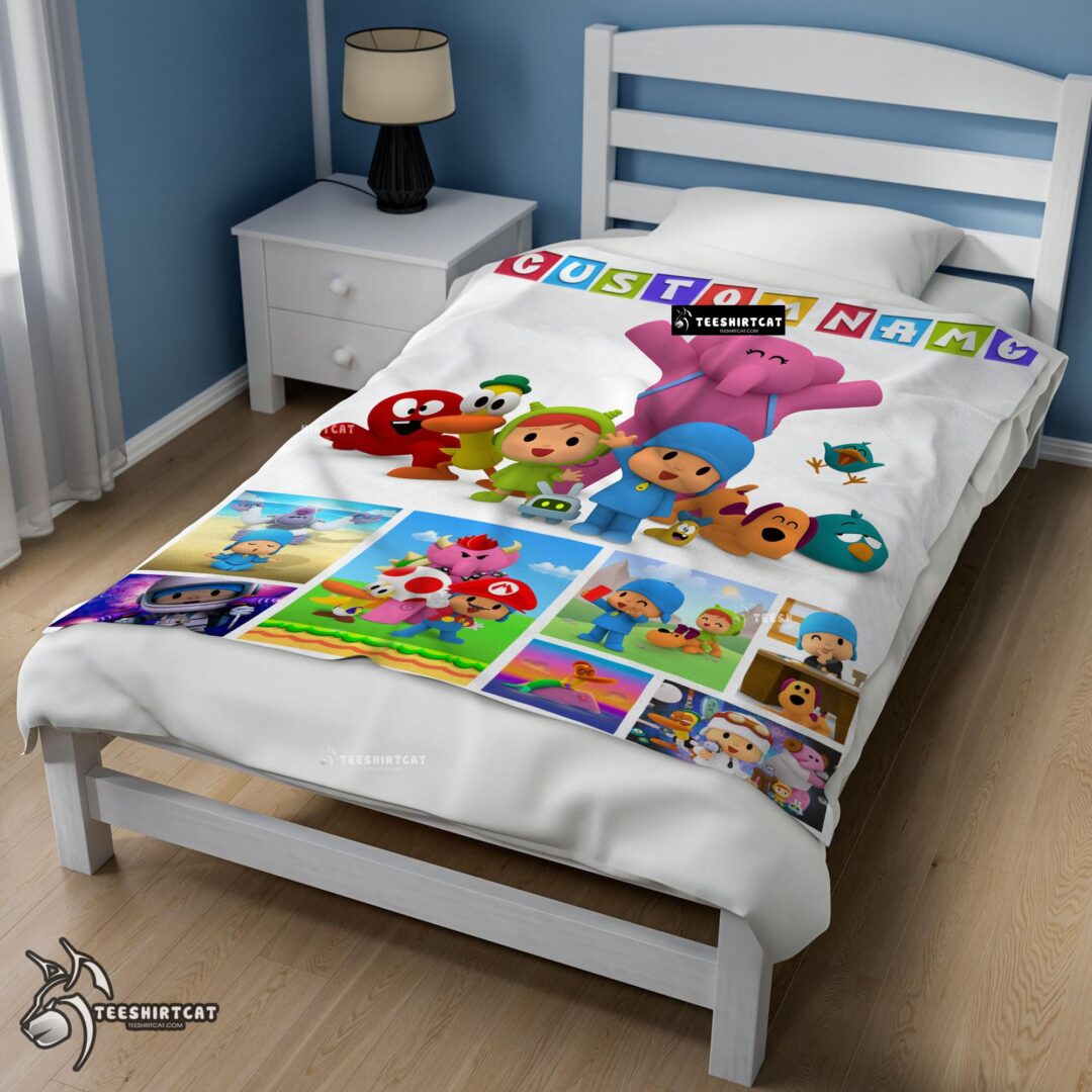 Pretty Cartoon Pocoyo Lovely Birthday Party Cute Blanket Fleece Customized Blanket-mk-02