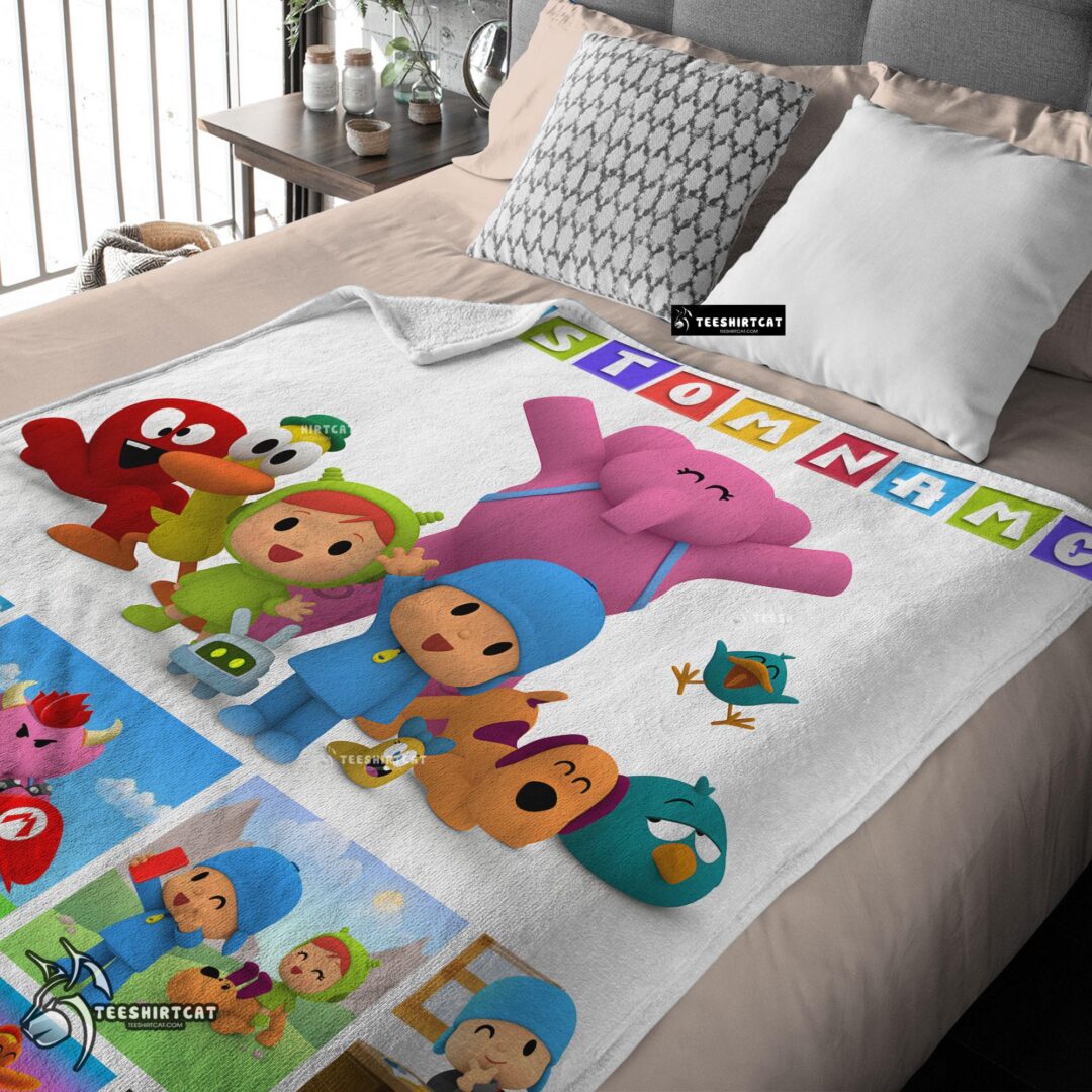 Pretty Cartoon Pocoyo Lovely Birthday Party Cute Blanket Fleece Customized Blanket-mk-03