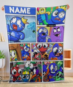 Pretty Cartoon Rainbow Friends Roblox Blanket Fleece Customized Blanket