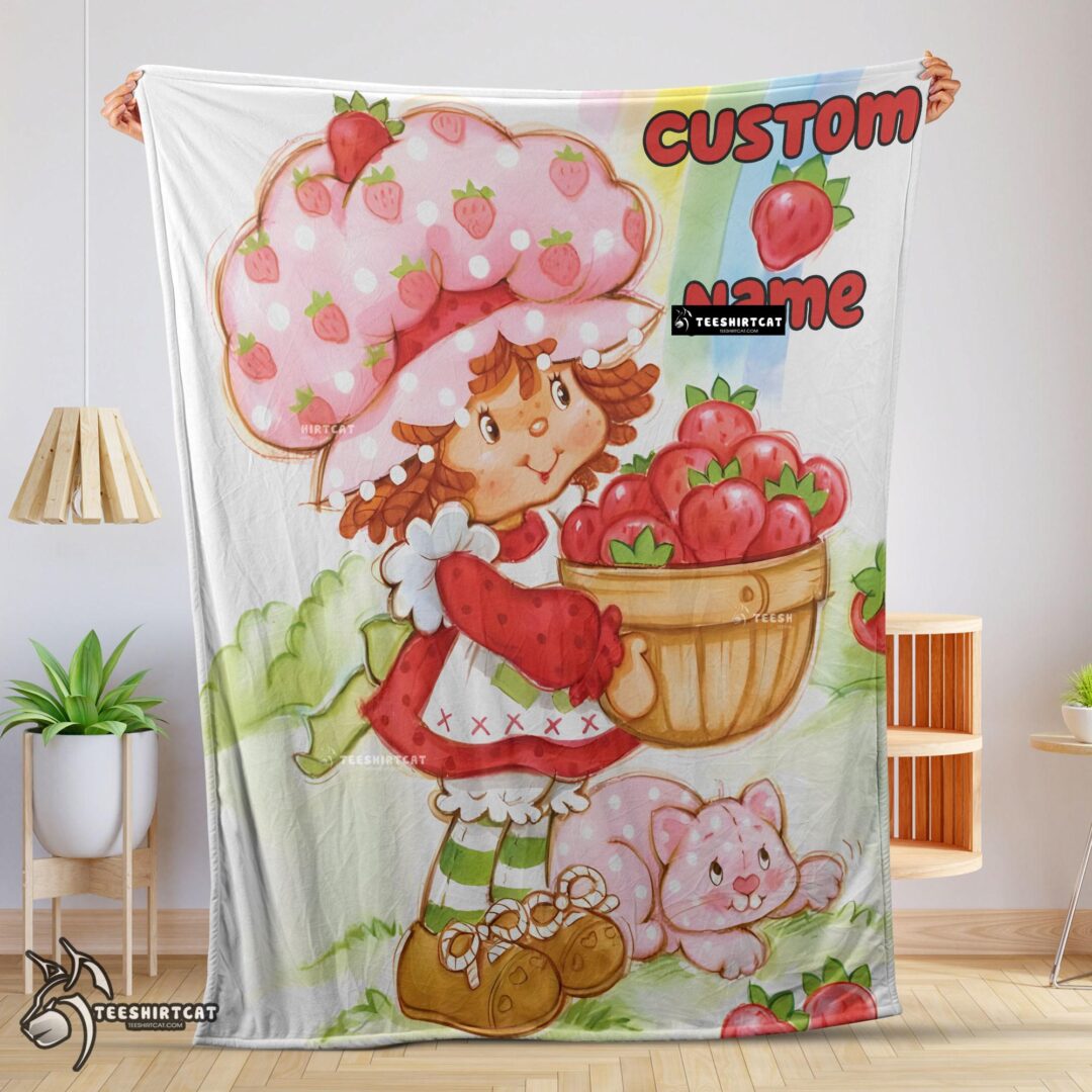 Pretty Cartoon Strawberry Shortcake Blanket Customize Blanket