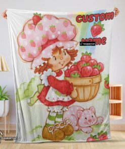 Pretty Cartoon Strawberry Shortcake Blanket Customize Blanket