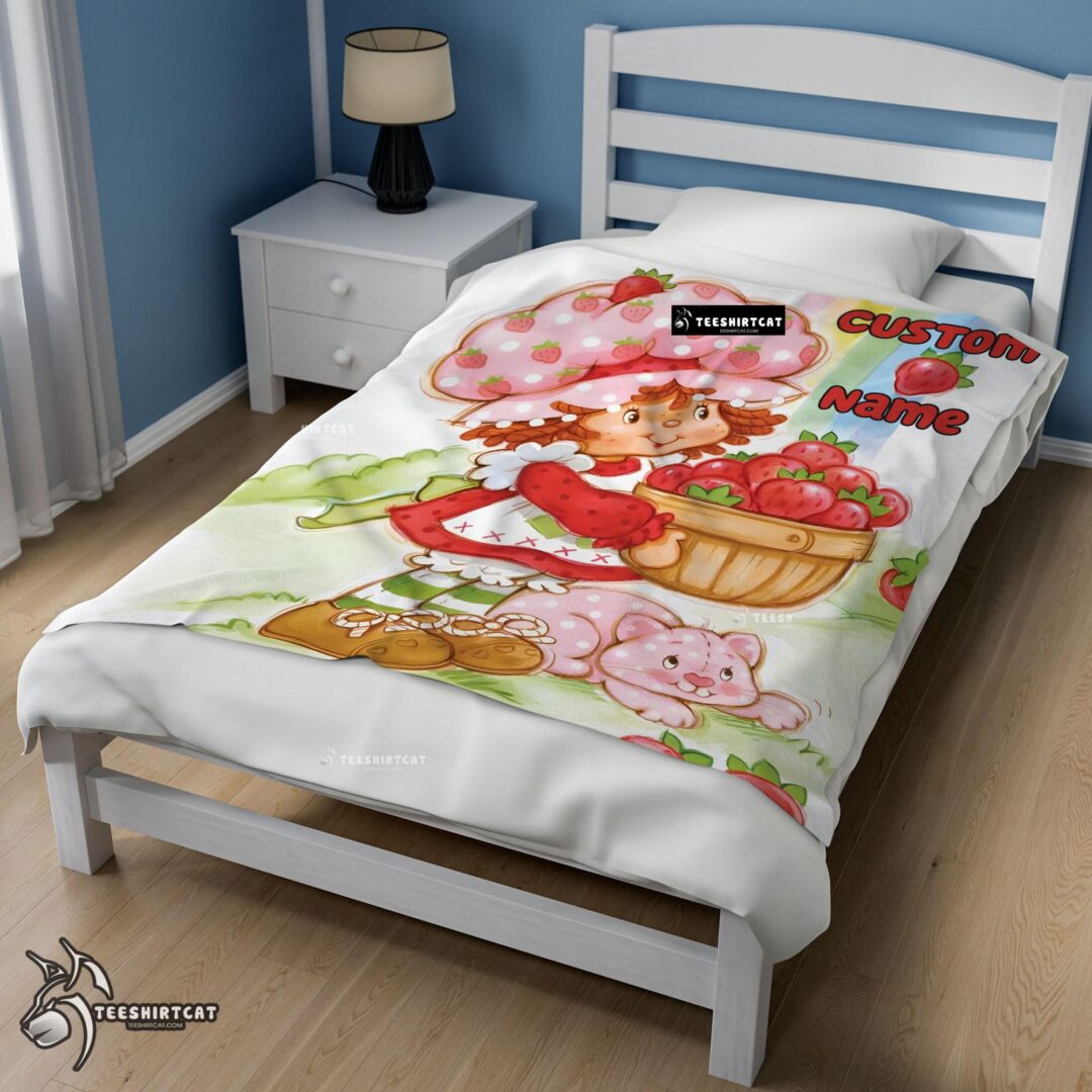 Pretty Cartoon Strawberry Shortcake Blanket Customize Blanket