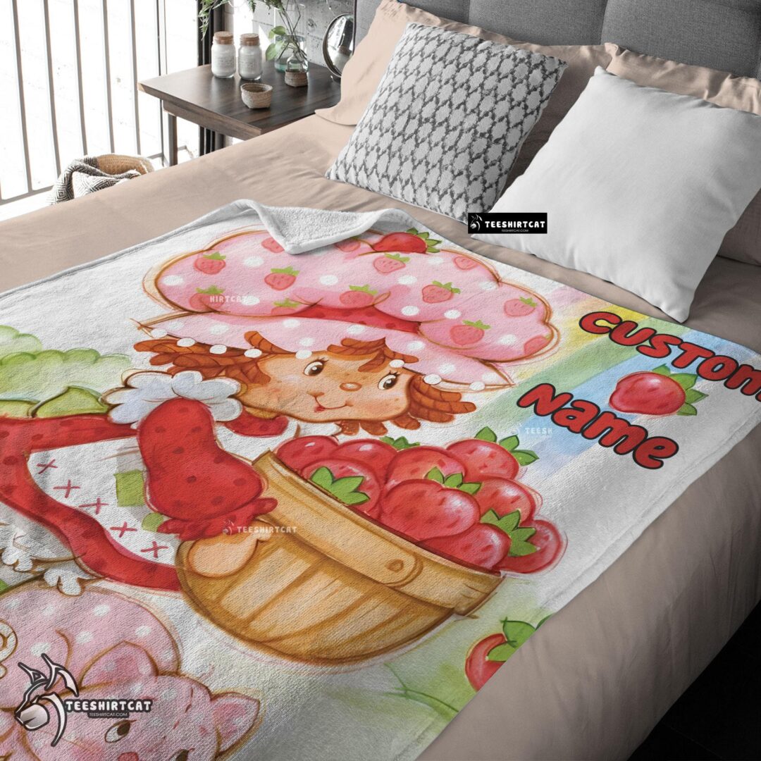Pretty Cartoon Strawberry Shortcake Blanket Customize Blanket