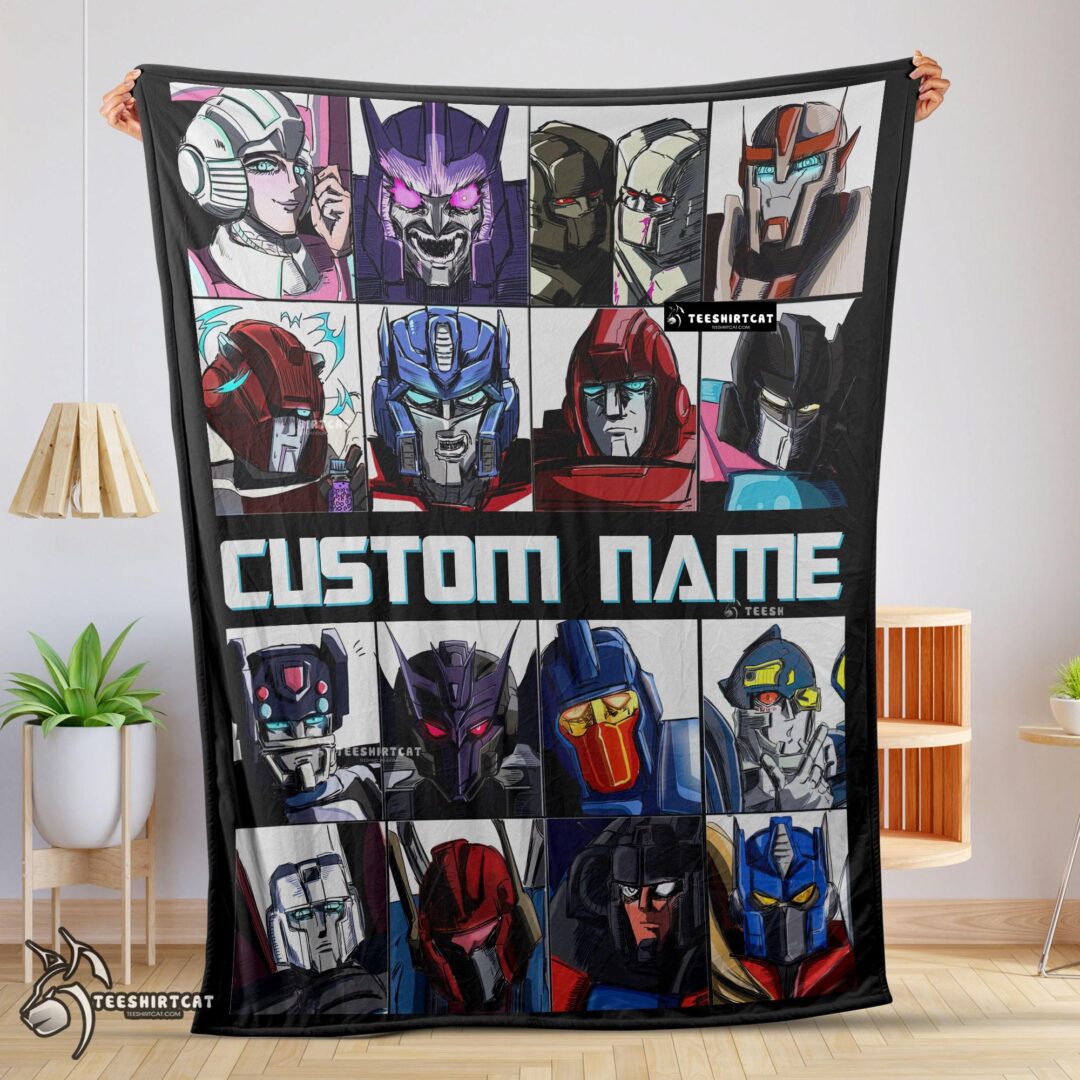 Pretty Cartoon Transformers Characters Blanket Fleece Customized Blanket
