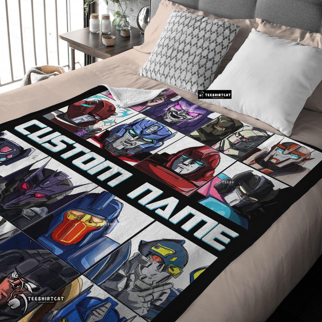 Pretty Cartoon Transformers Characters Blanket Fleece Customized Blanket