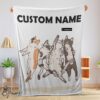 Pretty Cat Friends Laying Doodle Blanket Fleece Customized Blanket