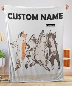 Pretty Cat Friends Laying Doodle Blanket Fleece Customized Blanket