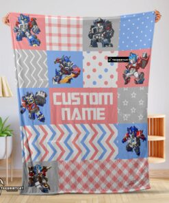 Pretty Chibi Optimus Prime Transformers Pattern Blanket Fleece Customized Blanket