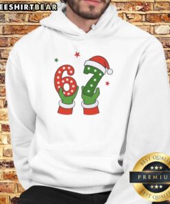 Pretty Christmas 67 Six Seven Santa Claus Hands T-Shirt - Image 2