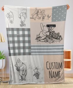 Pretty Classic Winnie The Pooh & Friends Sketch Blanket Fleece Customized Blanket