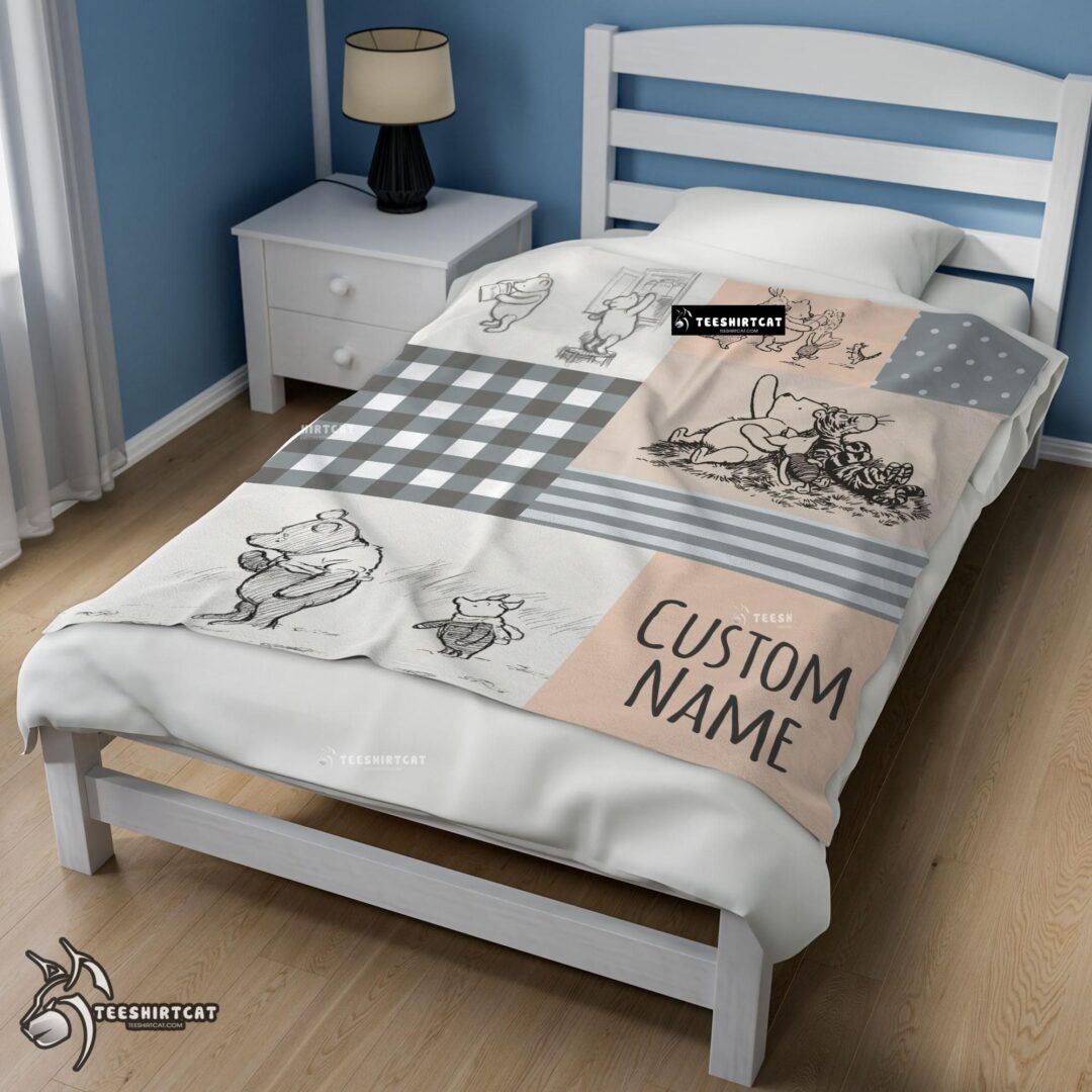 Pretty Classic Winnie The Pooh & Friends Sketch Blanket Fleece Customized Blanket-mk-02