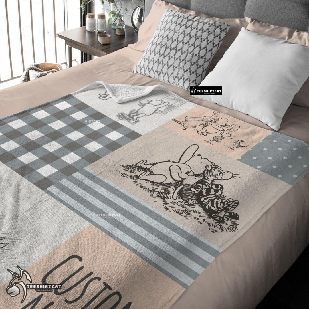 Pretty Classic Winnie The Pooh & Friends Sketch Blanket Fleece Customized Blanket-mk-03