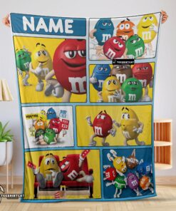 Pretty Colorful Candy M&M’s Character Collage Blanket Fleece Customized Blanket