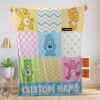 Pretty Colorful Care Bears Patchwork Blanket Fleece Customized Blanket