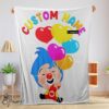 Pretty Colorful Plim Plim Cheerful Clown Balloons Blanket Fleece Customized Blanket