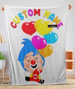 Pretty Colorful Plim Plim Cheerful Clown Balloons Blanket Fleece Customized Blanket