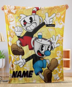 Pretty Cuphead And Mugman Crazy Cup Blanket Fleece Customized Blanket