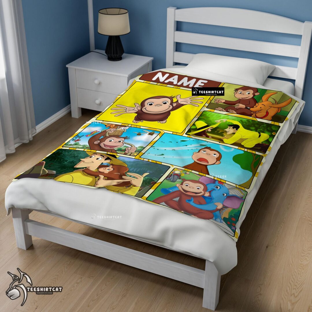 Pretty Curious George Ted ShacklefordBlanket Fleece Customized Blanket