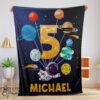 Pretty Cute Astronaut Catching Moon Cartoon Blanket Fleece Customized Blanket