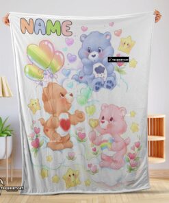 Happy Hot Cute Care Bears Friends Blanket Fleece Customized Blanket