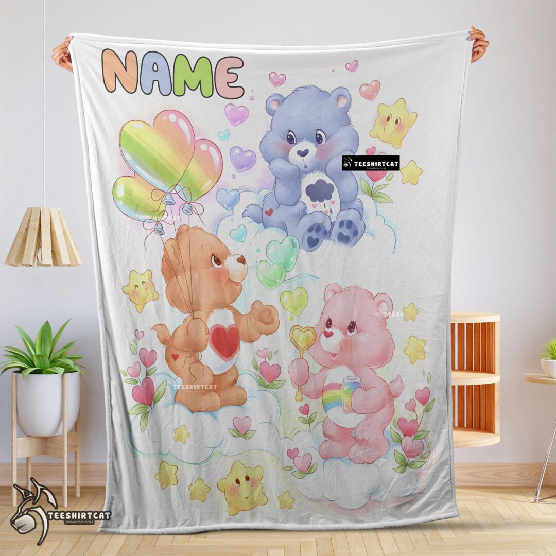 Happy Hot Cute Care Bears Friends Blanket Fleece Customized Blanket