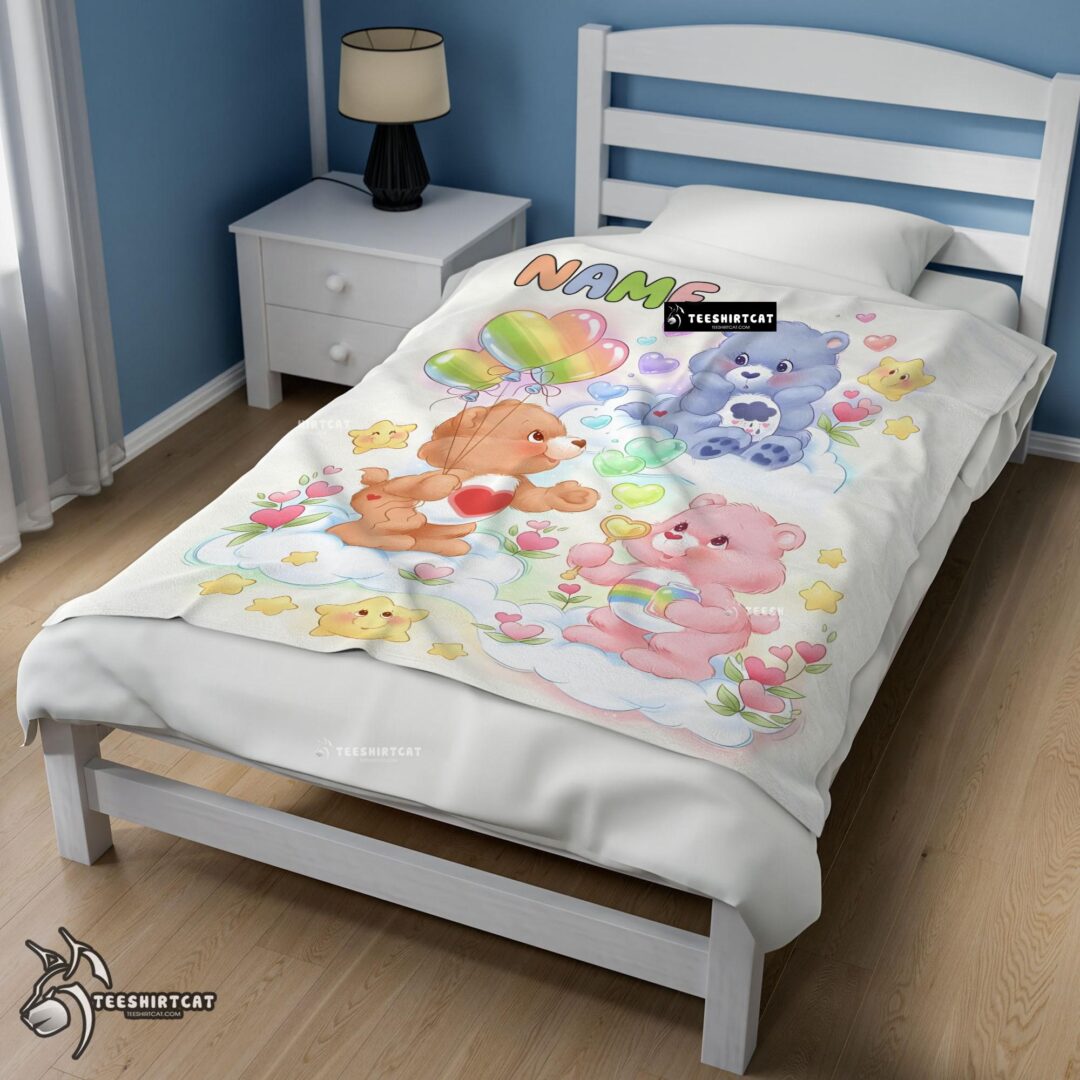 Happy Hot Cute Care Bears Friends Blanket Fleece Customized Blanket