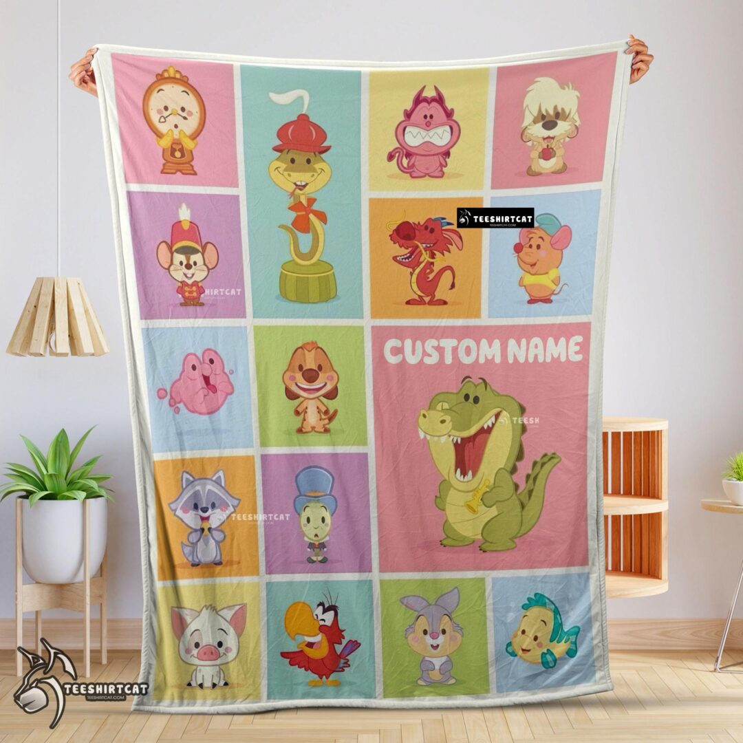 Pretty Cute Chibi Animals Blanket Fleece Customized Blanket