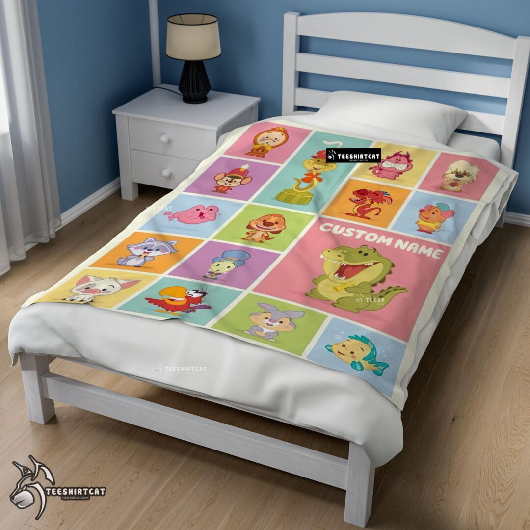 Pretty Cute Chibi Animals Blanket Fleece Customized Blanket